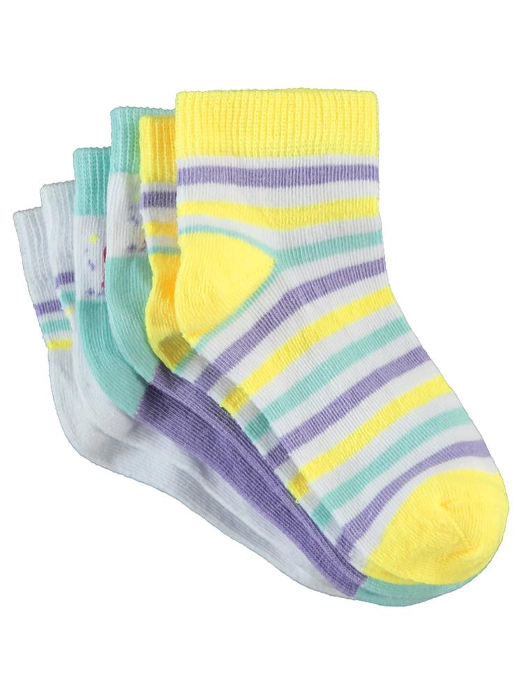 Civil Girls Kız Çocuk 3'lü Patik Çorap 2-12 Yaş Beyaz