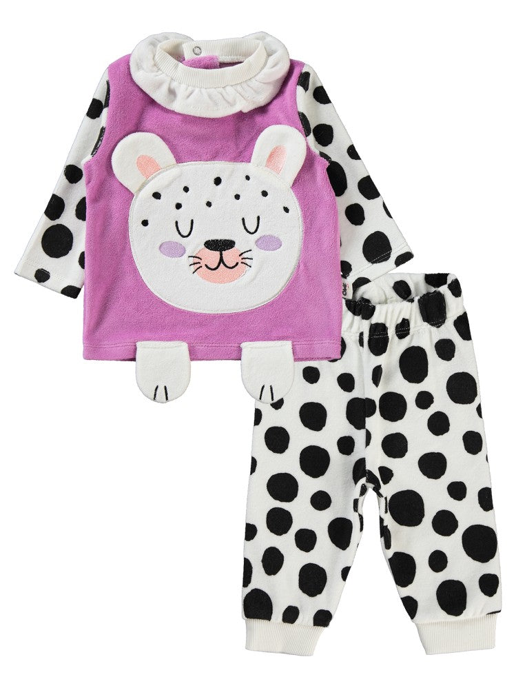Civil Baby Leopar Empimre Baskılı 6-18 Ay Takım - Lila