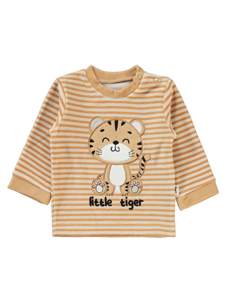 Civil Baby Çizgili Baby Tıger Baskılı 6-18 Ay Takım - Kahverengi
