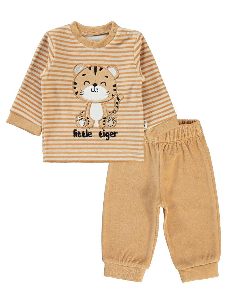 Civil Baby Çizgili Baby Tıger Baskılı 6-18 Ay Takım - Kahverengi