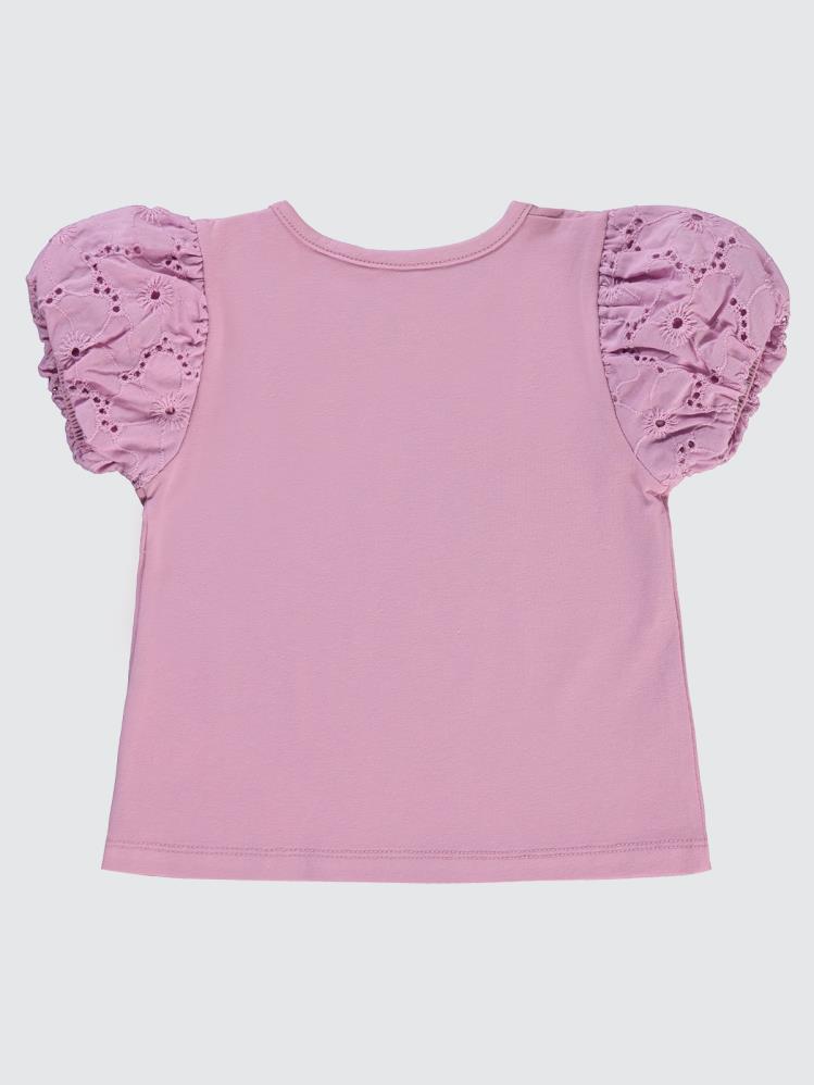 Civil Baby Brodeli Balon Kol Basic 6-18 Ay Tişört - Lila