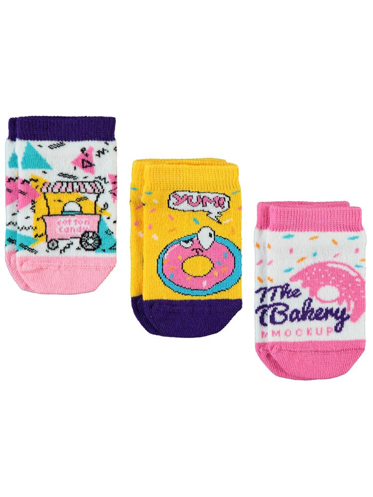 Civil Girls Donut 3'lü 3-11 Yaş Kız Patik Çorap