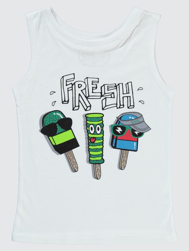 Civil Boys Fresh Baskılı Şortlu 2-5 Yaş Takım - Beyaz