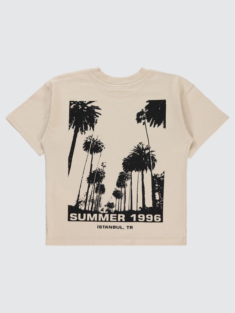 Civil Boys Summer Baskılı Oversıze 6-9 Yaş Tişört - Bej
