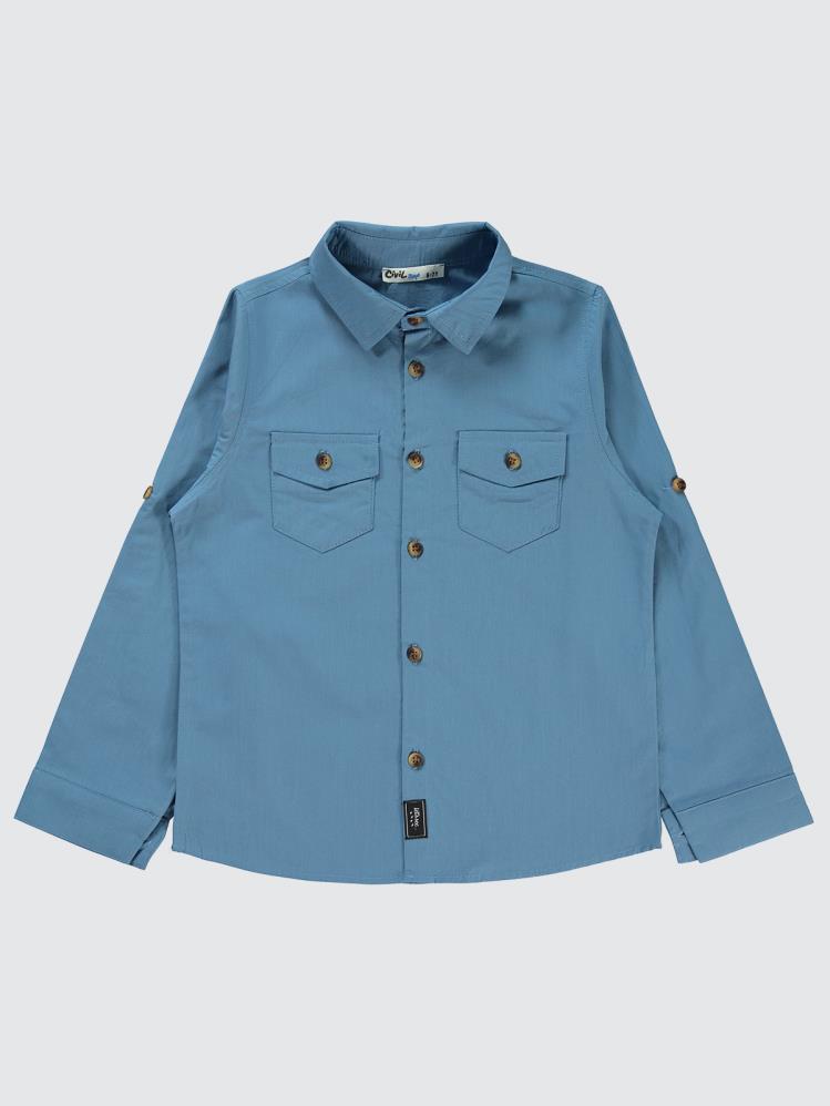 Civil Boys Kapak Cepli Tişörtlü 6-9 Yaş Gömlek - Mavi