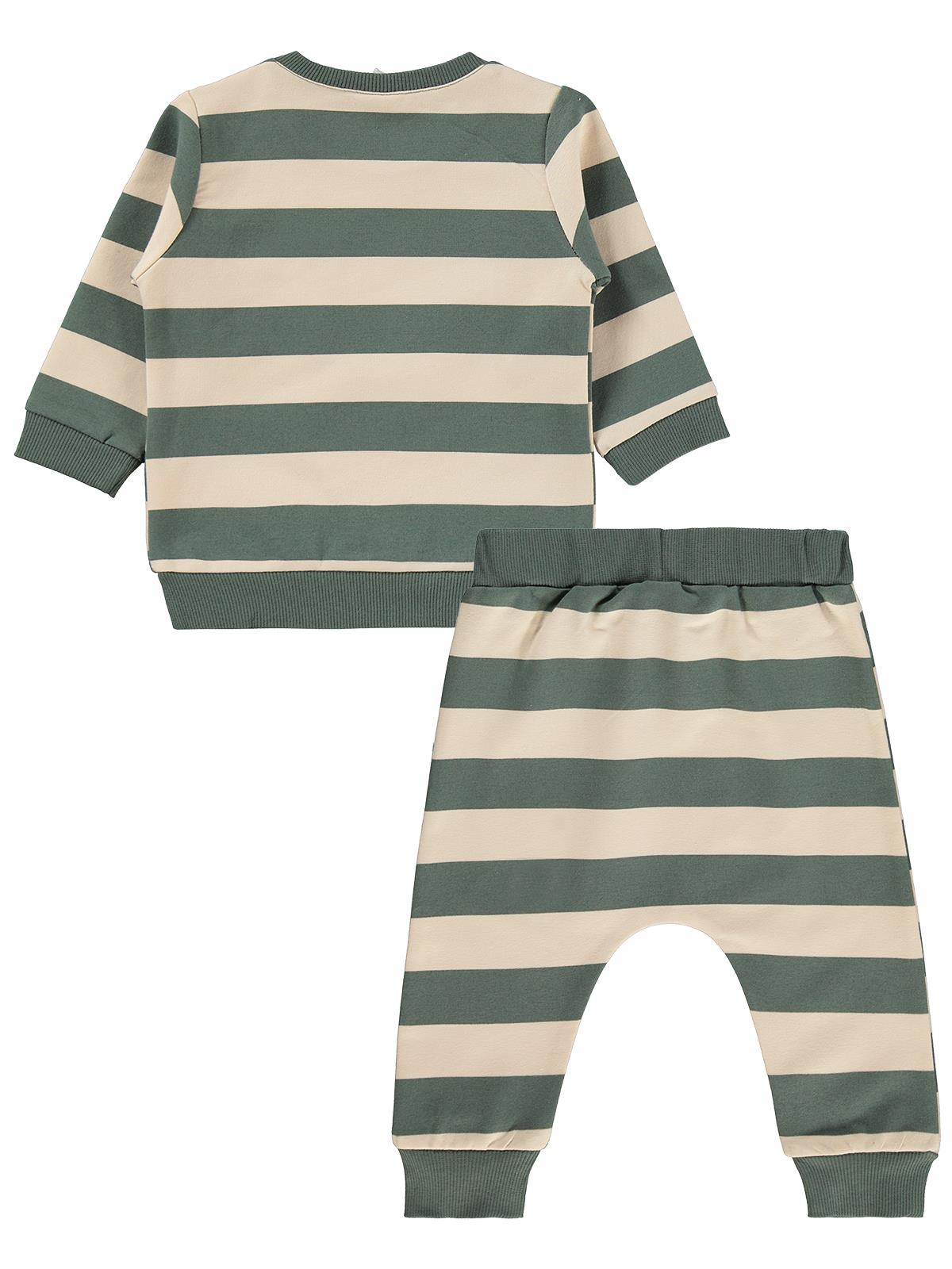 Civil Baby Çizgi Emprime Cepli 6-18 Ay Takım - Haki