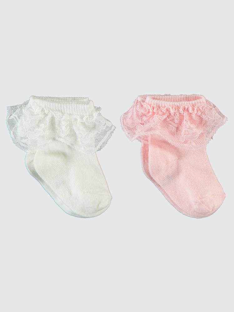 Civil Baby Dantel Aksesuarlı 6-18 Ay Bebek Çorap Set - Ekru