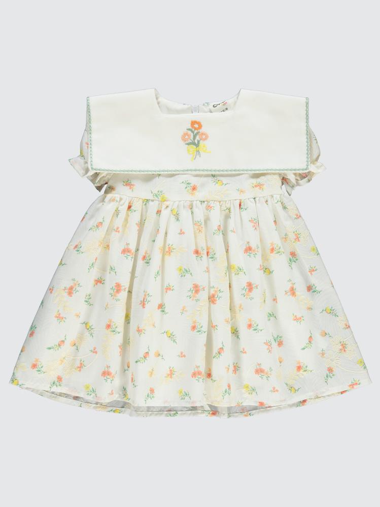 Civil Baby Çiçek Baskıılı 6-18 Ay Elbise - Ekru
