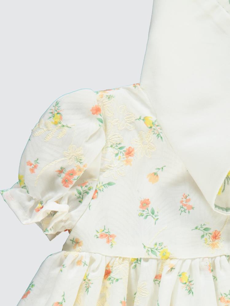 Civil Baby Çiçek Baskıılı 6-18 Ay Elbise - Ekru