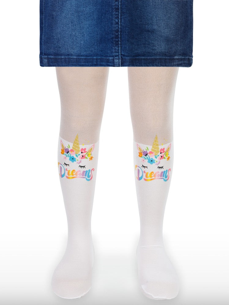 Civil Girls Trendy Unicorn 40/20 Denye 2-12 Yaş Mus Külotlu Çorap - Beyaz