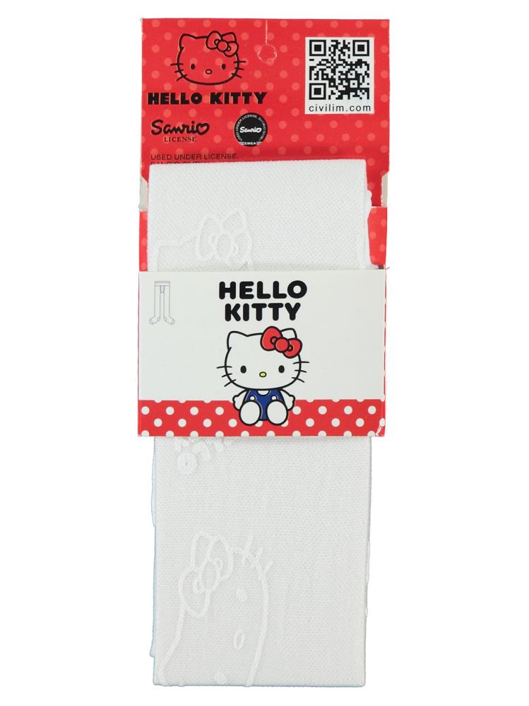 Civil Baby File Hello Kitty Desenli 30 Denye 6-18 Ay Bebek Kız Mus Külotlu Çorap - Beyaz