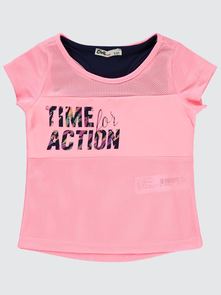 Civil Girls Time For Action Atletli 2-5 Yaş Tişört - Pembe
