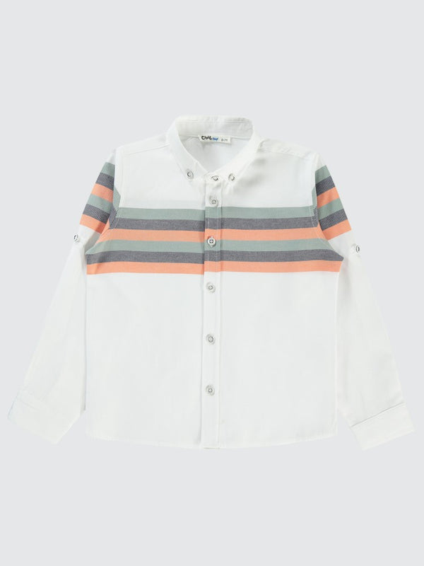 Civil Boys Çizgili 10-13 Yaş Gömlek - Haki