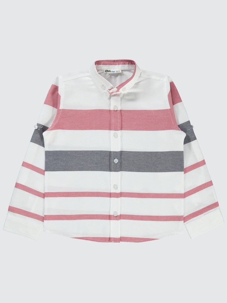 Civil Boys Çizgili 6-9 Yaş Gömlek - Kırmızı