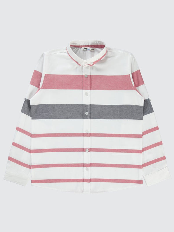 Civil Boys Çizgili 10-13 Yaş Gömlek - Kırmızı