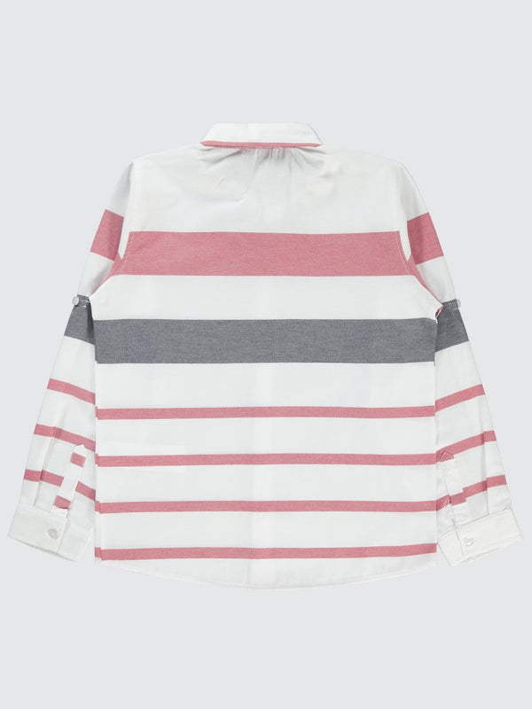 Civil Boys Çizgili 10-13 Yaş Gömlek - Kırmızı