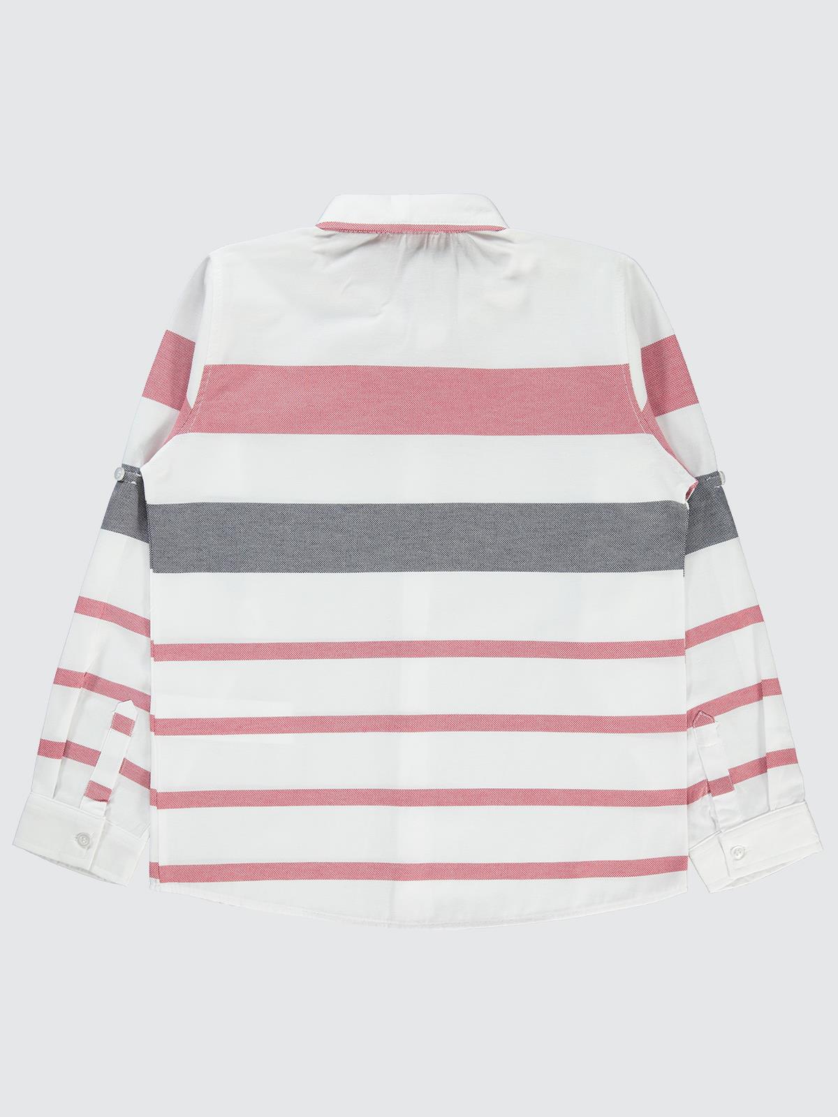 Civil Boys Çizgili 10-13 Yaş Gömlek - Kırmızı