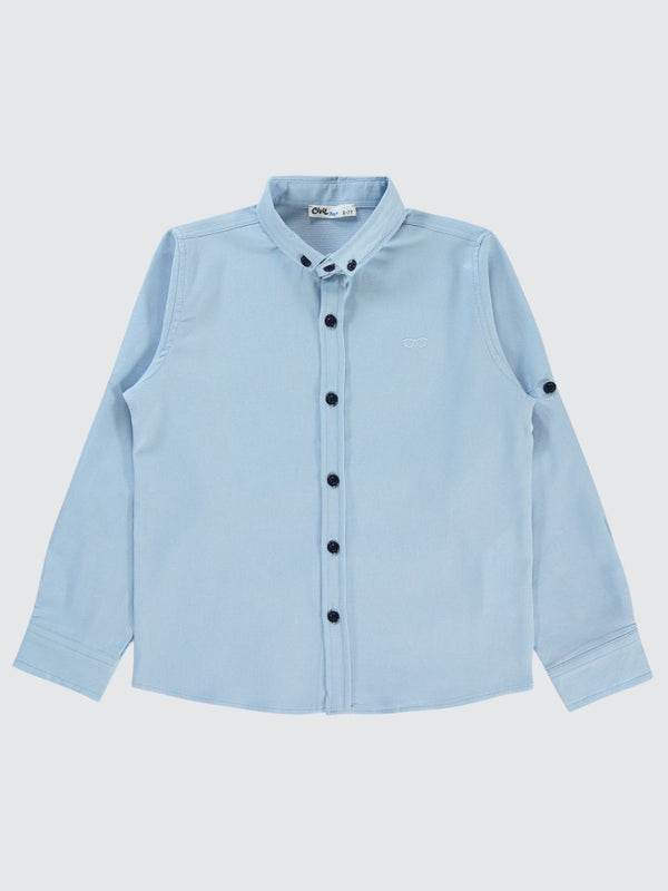 Civil Boys Gözlük Nakışlı 6-9 Yaş Gömlek - Mavi