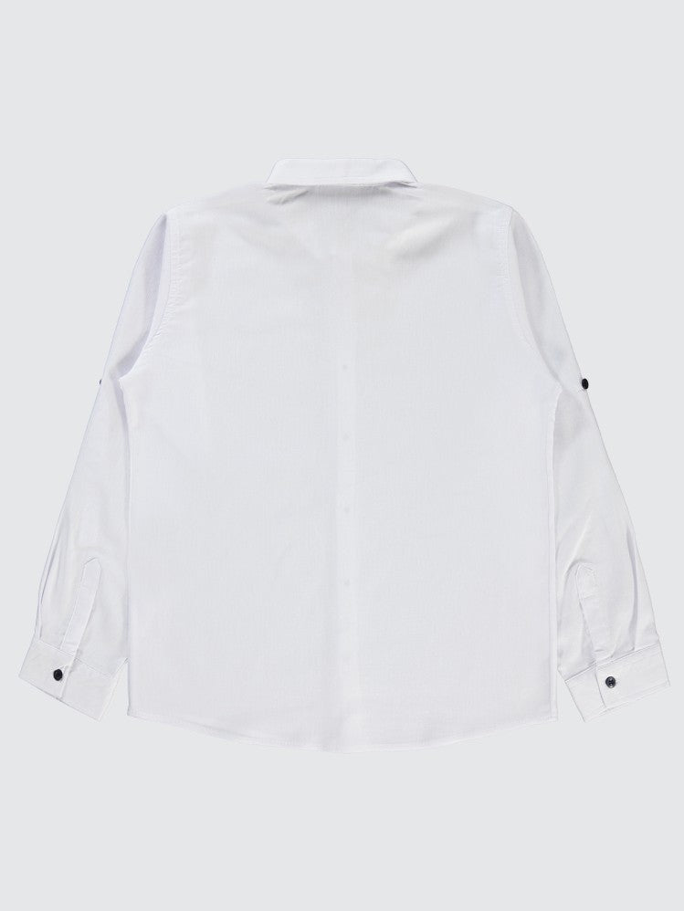 Civil Boys Gözlük Nakışlı 10-13 Yaş Gömlek - Beyaz