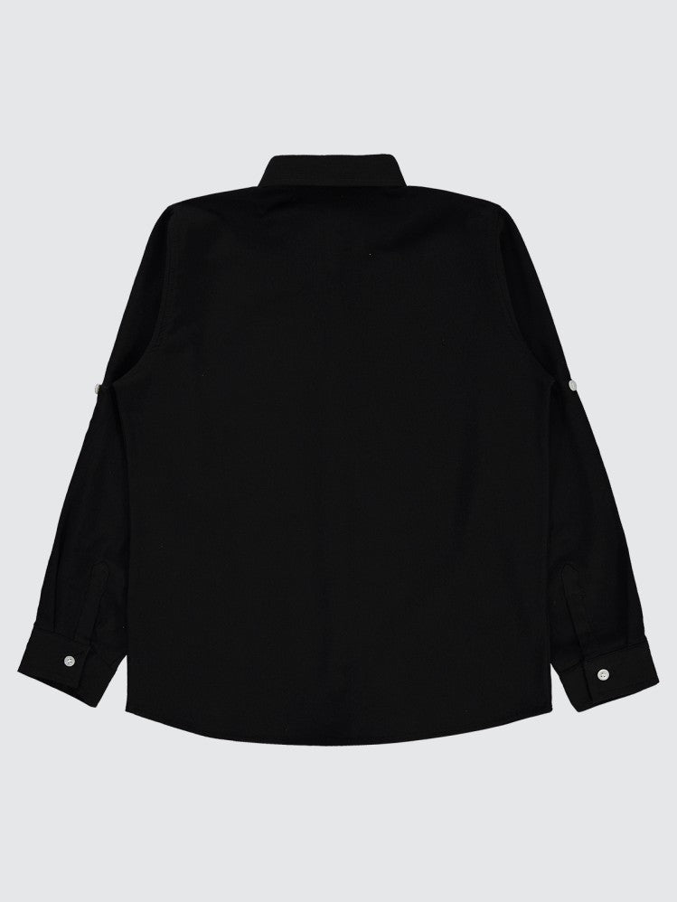 Civil Boys Gözlük Nakışlı 10-13 Yaş Gömlek - Siyah