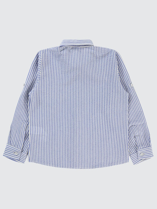 Civil Boys Çizgili Yelken Nakışlı 6-9 Yaş Gömlek - Mavi