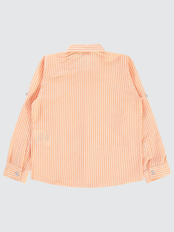 Civil Boys Çizgili Yelken Nakışlı 6-9 Yaş Gömlek - Turuncu