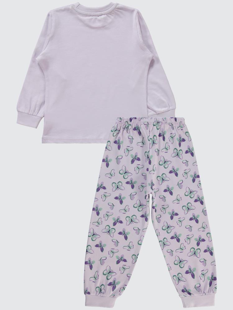 Civil Girls Kelebek Baskılı 2-5 Yaş Pijama Takımı - Lila