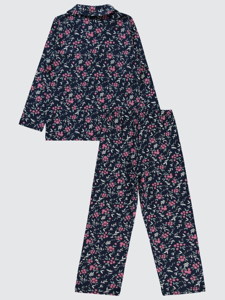 Civil Girls Çiçek Empirme 6-9 Yaş Pijama Takımı - Lacivert