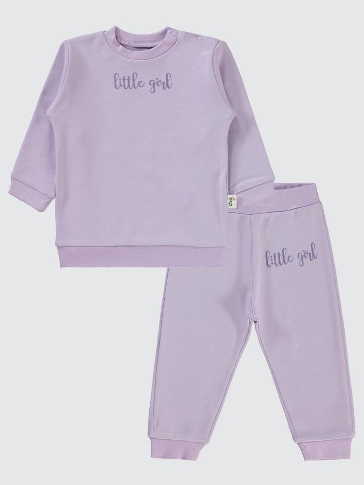 Civil Baby Little Girl Baskılı 6-18 Ay Takım - Lila