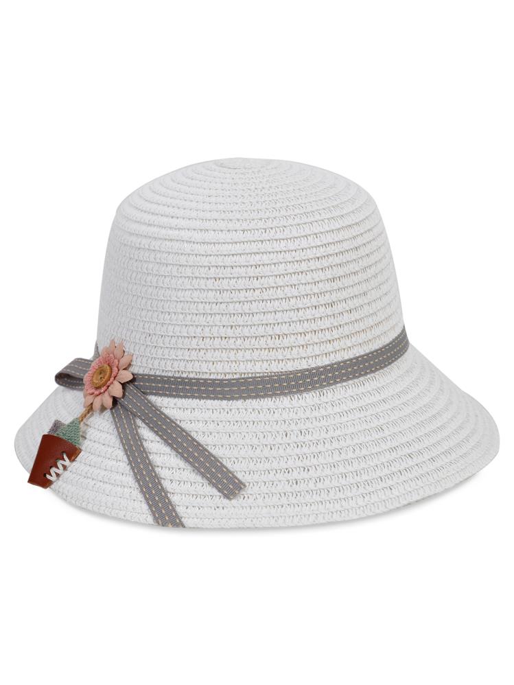 Civil Girls 6-9 Yaş Kız Çocuk Hasır Şapka - Beyaz