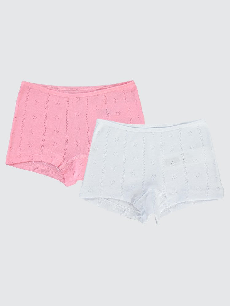 Civil Girls Jakarlı 2-10 Yaş 2'li Boxer Set - Pembe