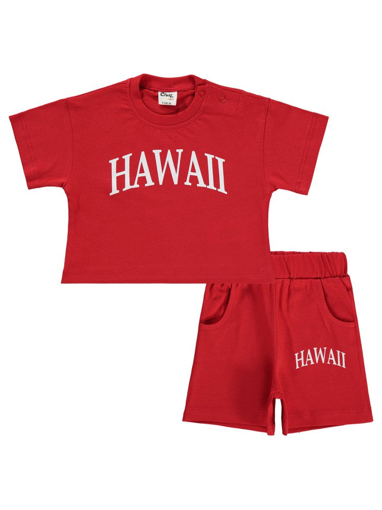 Civil Baby Hawaii Baskılı 6-18 Ay Takım - Kırmızı