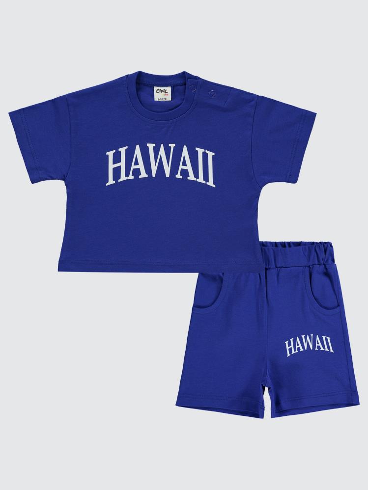 Civil Baby Hawaii Baskılı 6-18 Ay Takım - Mavi