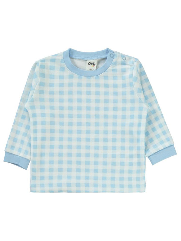 Civil Baby Ekoseli Empirme 6-18 Ay Takım - Bebe Mavi