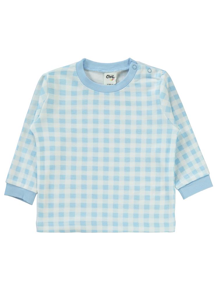 Civil Baby Ekoseli Empirme 6-18 Ay Takım - Bebe Mavi