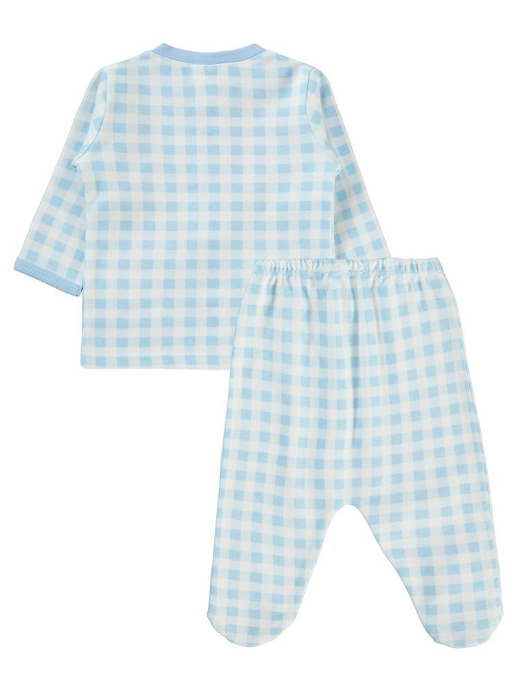 Civil Baby Ekoseli Empirme 1-6 Ay Pijama Takımı - Mavi