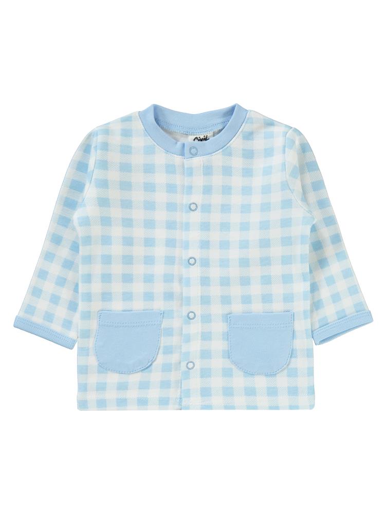 Civil Baby Ekoseli Empirme 1-6 Ay Pijama Takımı - Mavi