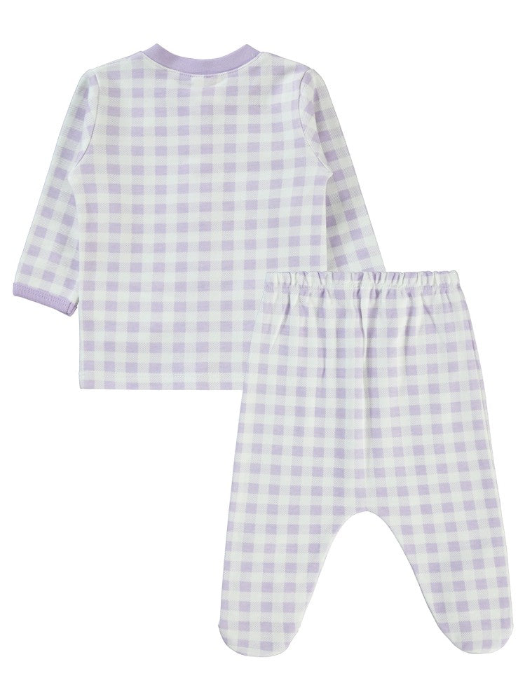 Civil Baby Ekoseli Empirme 1-6 Ay Pijama Takımı - Lila