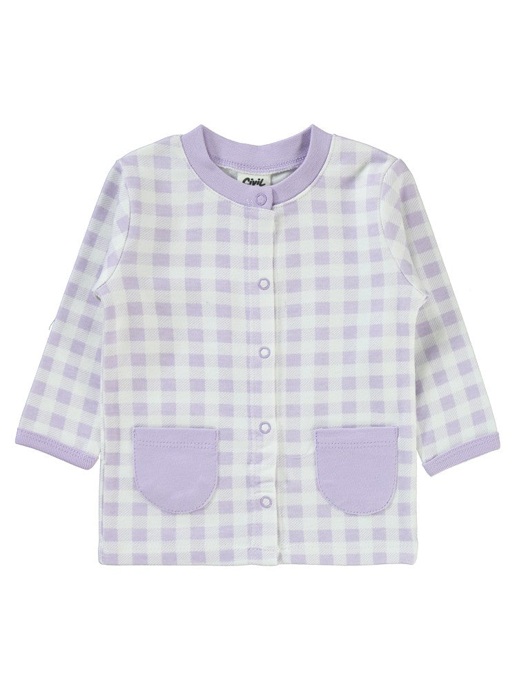 Civil Baby Ekoseli Empirme 1-6 Ay Pijama Takımı - Lila