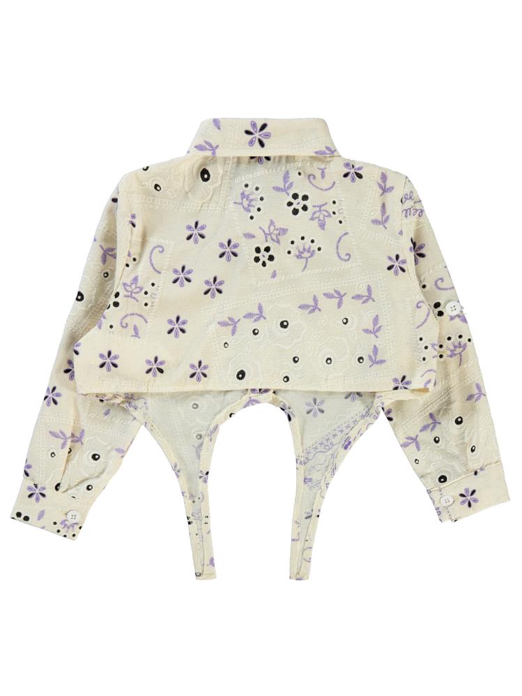 Civil Girls Çiçek Baskılı 2-5 Yaş Gömlek - Lila