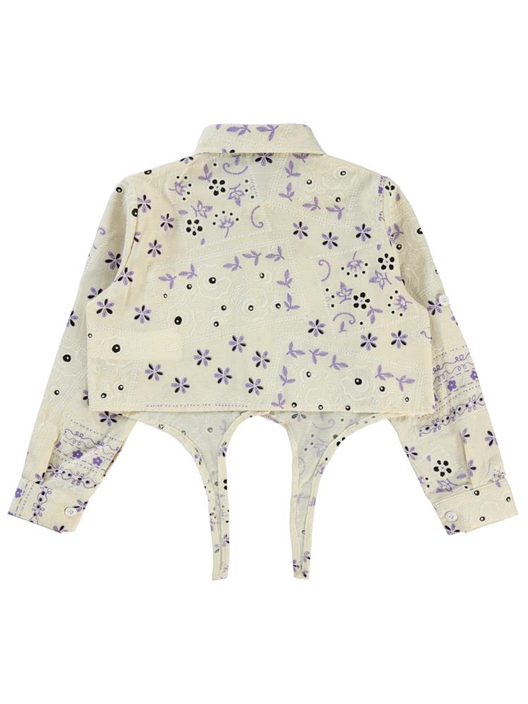Civil Girls Çiçek Baskılı 6-9 Yaş Gömlek - Lila