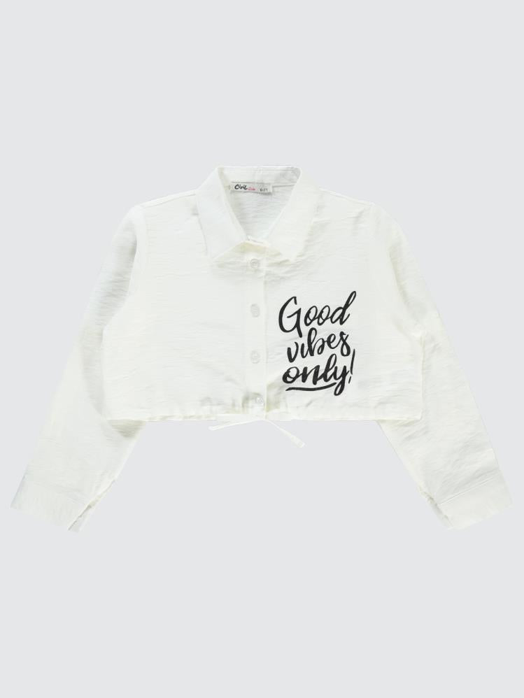 Civil Girls Good Vibes Only Baskılı 10-13 Yaş Gömlek - Beyaz