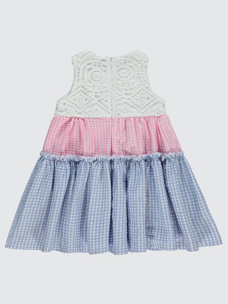 Civil Girls Robası Dantel Pitikareli 2-5 Yaş Elbise - Mavi