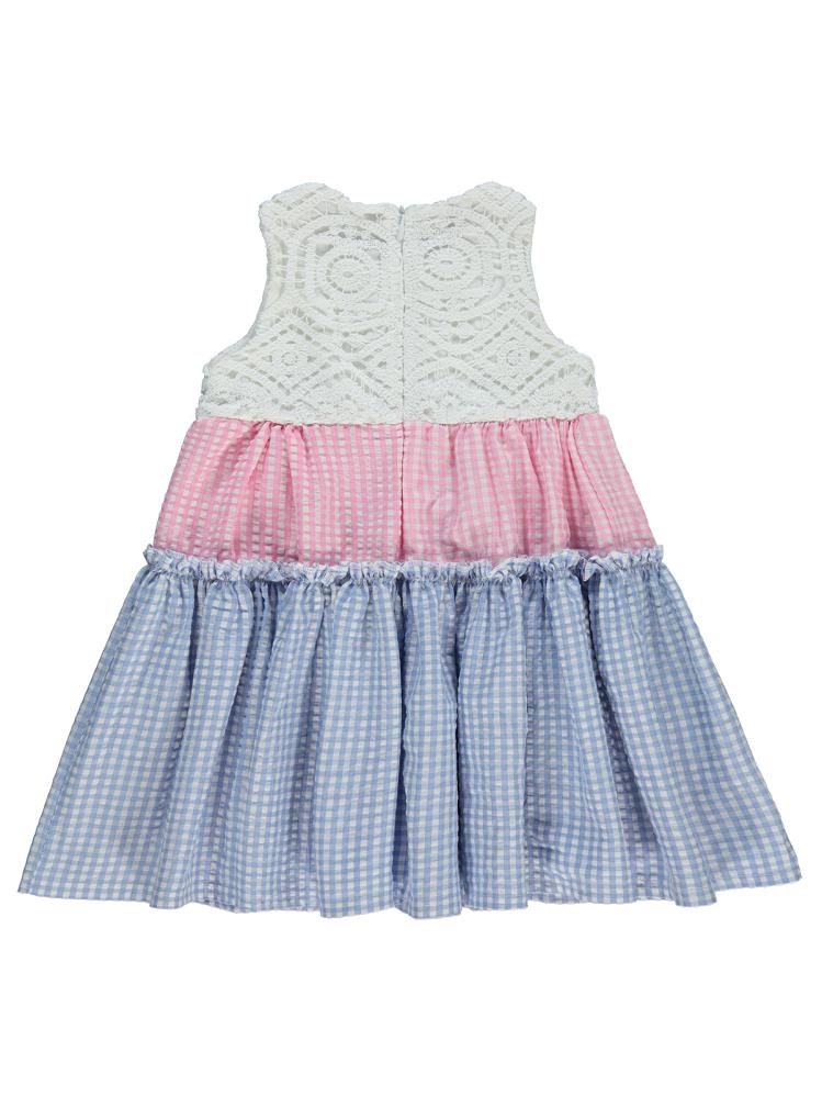 Civil Girls Robası Dantel Pitikareli 2-5 Yaş Elbise - Mavi