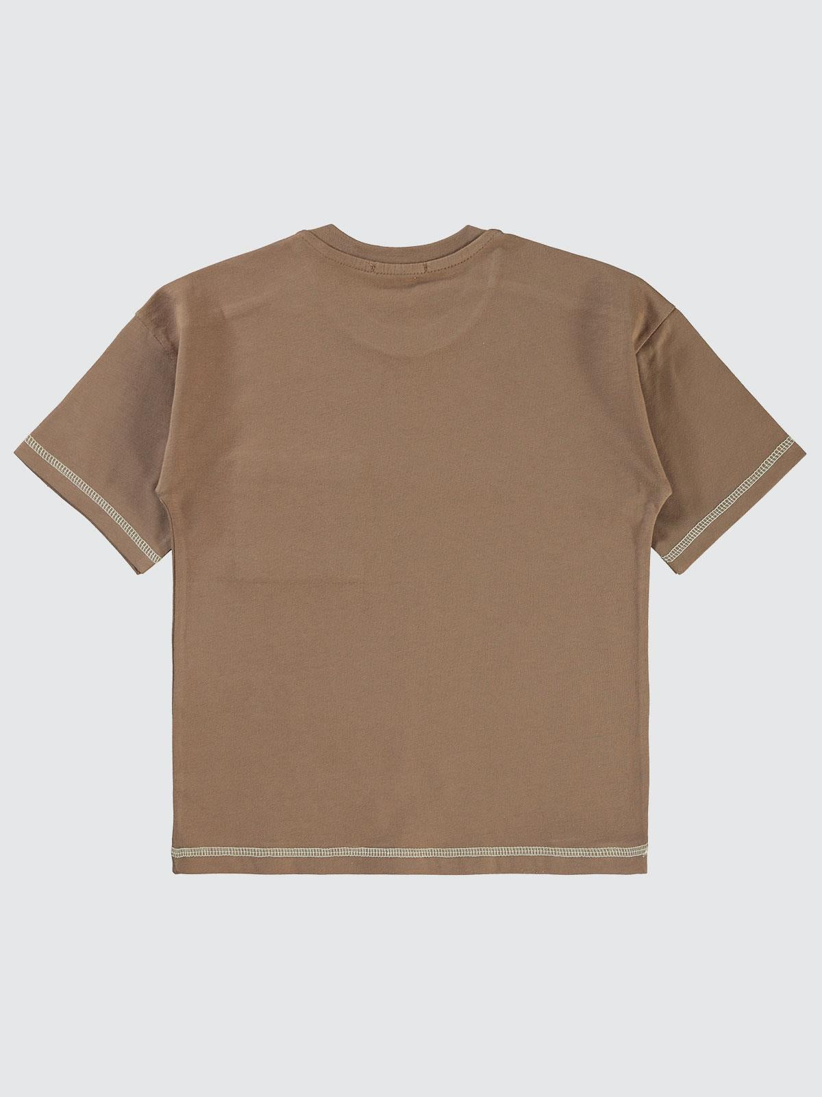 Civil Boys Dantel Cepli Süzine Dikişli 6-9 Yaş Tişört - Kahverengi