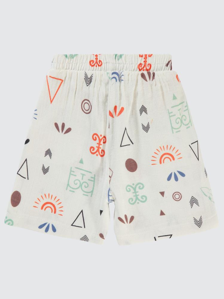 Civil Boys Etnik Desen Empirme 2-5 Yaş Şort - Kahverengi
