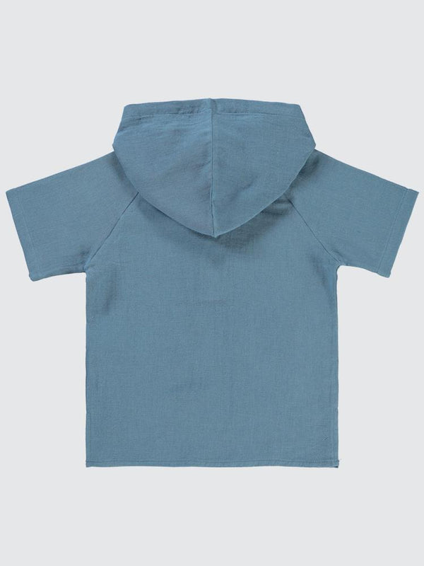 Civil Boys Kapşonlu Önden Patlı 6-9 Yaş Gömlek - Mavi