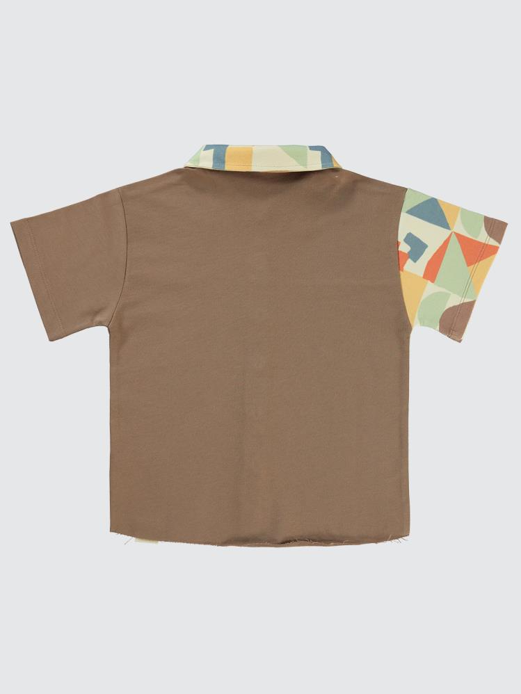 Civil Boys Yarım Geometrik Desen 6-9 Yaş Gömlek - Kahverengi