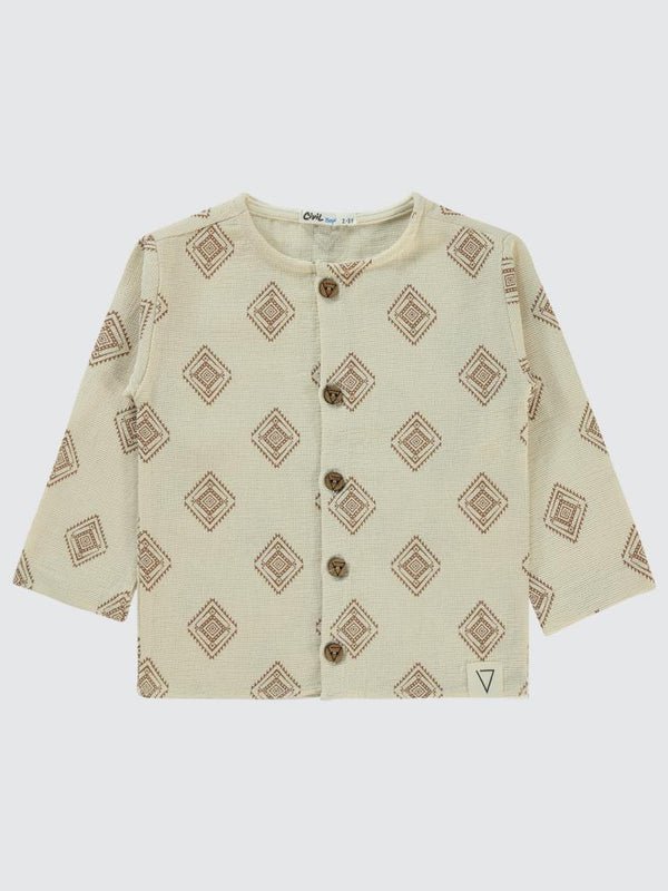 Civil Boys Bohem Desenli 2-5 Yaş Gömlek - Kahverengi