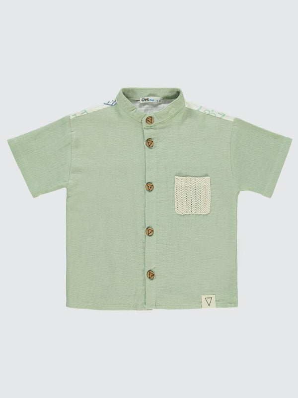 Civil Boys Omuz Baskılı Cepli 2-5 Yaş Gömlek - Yeşil